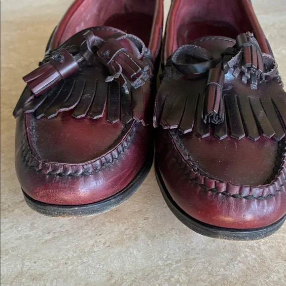 COLE HAAN Tassel Loafers, with fringe,maroon, Leather, Classic 9M EUC - Picture 6 of 17